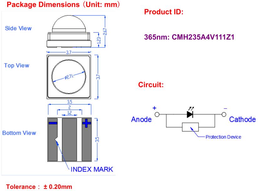 CMH235A4V111Z1 365nm UV LED