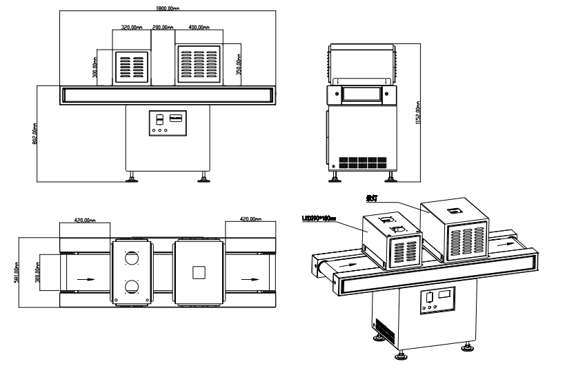 High Power 365nm UV LED Curing Machine