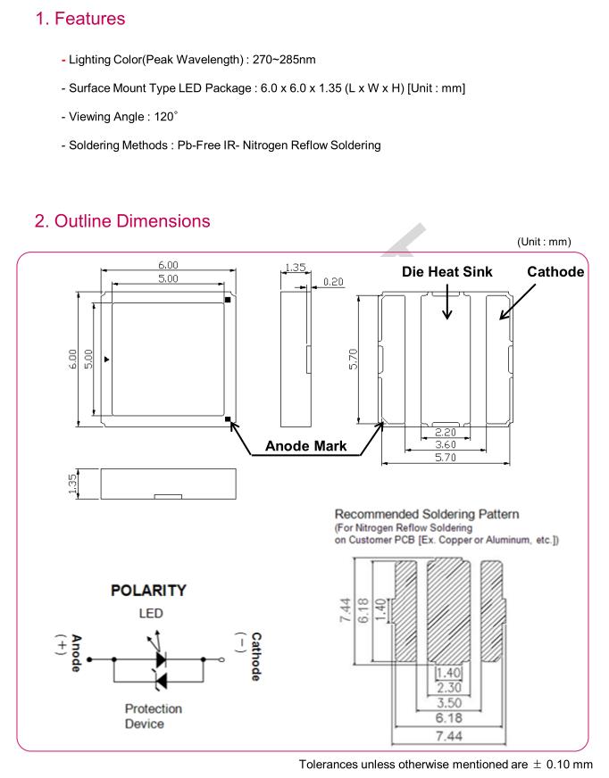 70mW LG UVC LED 