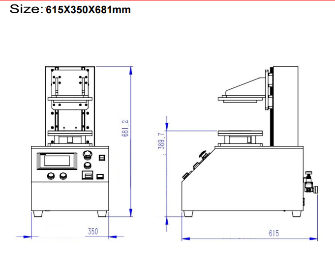 Reverse molding machine Size