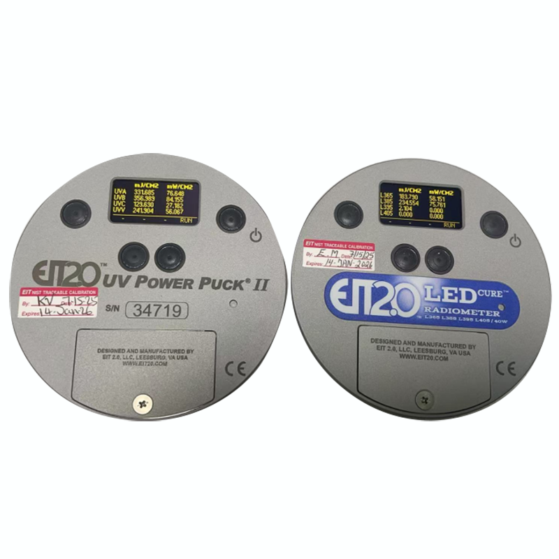 Comparison Data Test Results of EIT Power Puck II and LED Cure 4 Brand in the United States